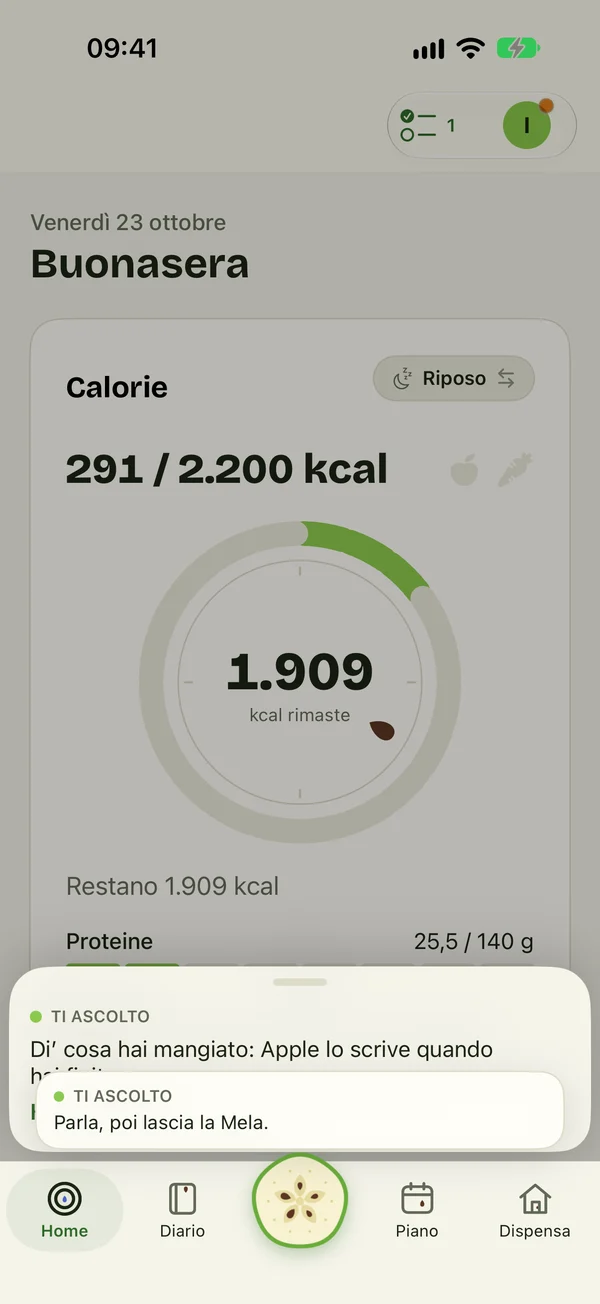 La Mela in ascolto: «Di' cosa hai mangiato»